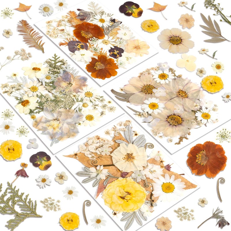 Resiners Dried Flowers, 100Pcs Pressed Flowers for Craft Real Natural Dried Flowers Dry Leaves Kit for DIY Making Crafts Resin Soap Candle Scrapbook Supplies Jewelry Making - Image 1